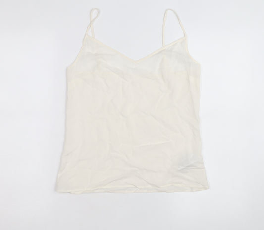 Jaeger Women Ivory Silk Camisole V-Neck Spaghetti Strap Size 8