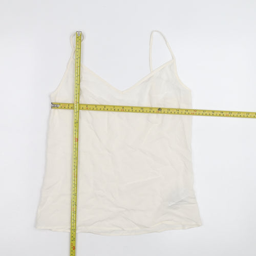 Jaeger Women Ivory Silk Camisole V-Neck Spaghetti Strap Size 8