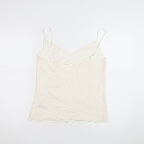 Jaeger Women Ivory Silk Camisole V-Neck Spaghetti Strap Size 8