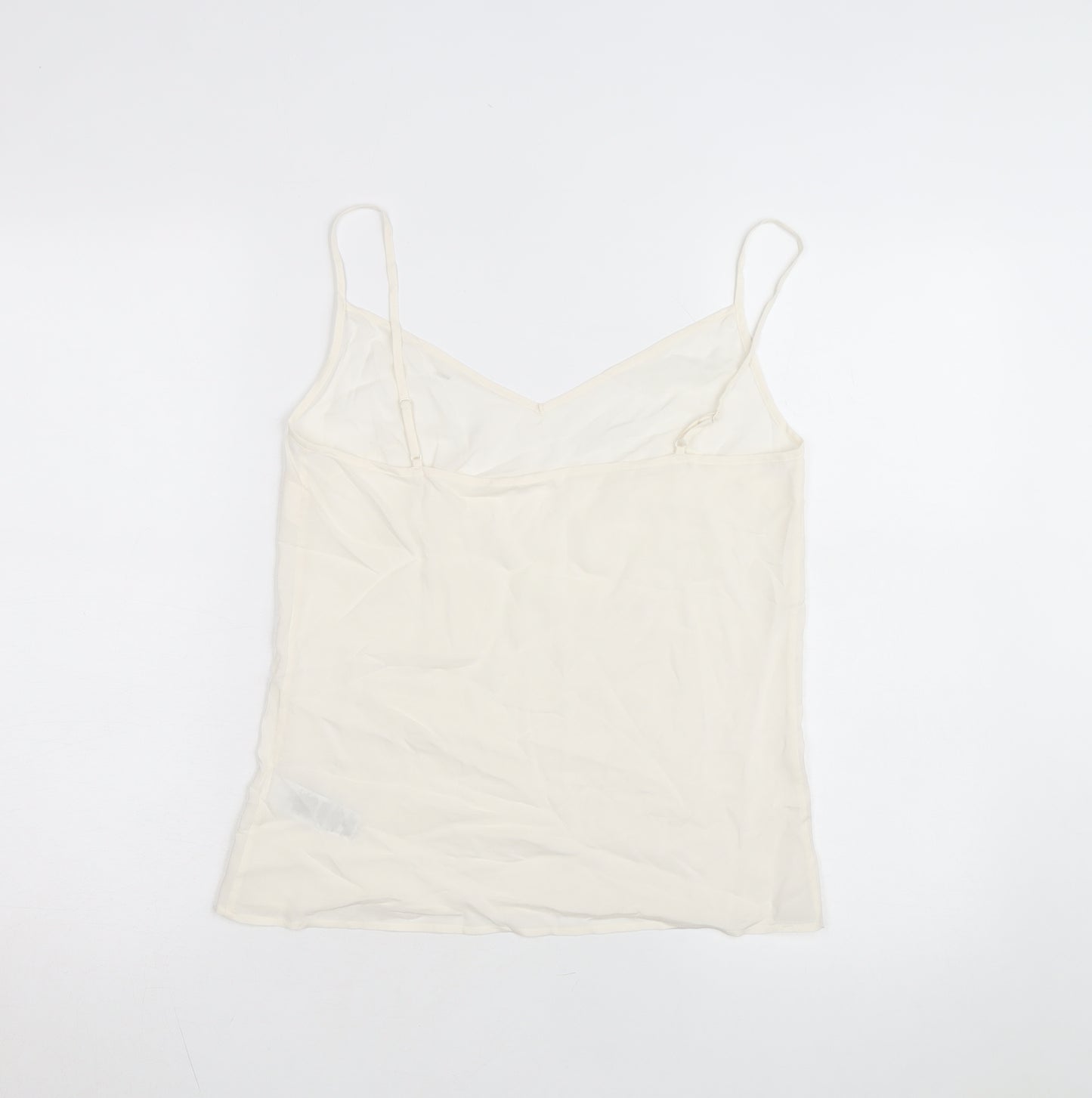 Jaeger Women Ivory Silk Camisole V-Neck Spaghetti Strap Size 8