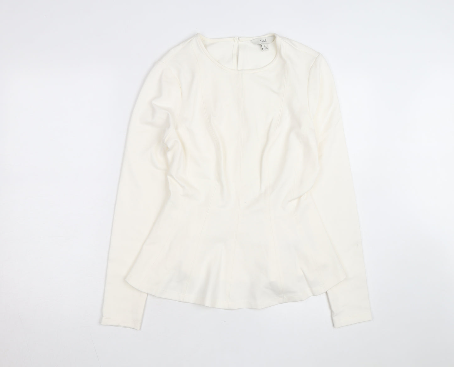 Marks and Spencer Women Ivory Long Sleeve Jersey Top Size 10
