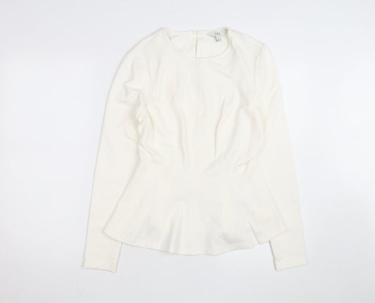 Marks and Spencer Women Ivory Long Sleeve Jersey Top Size 10