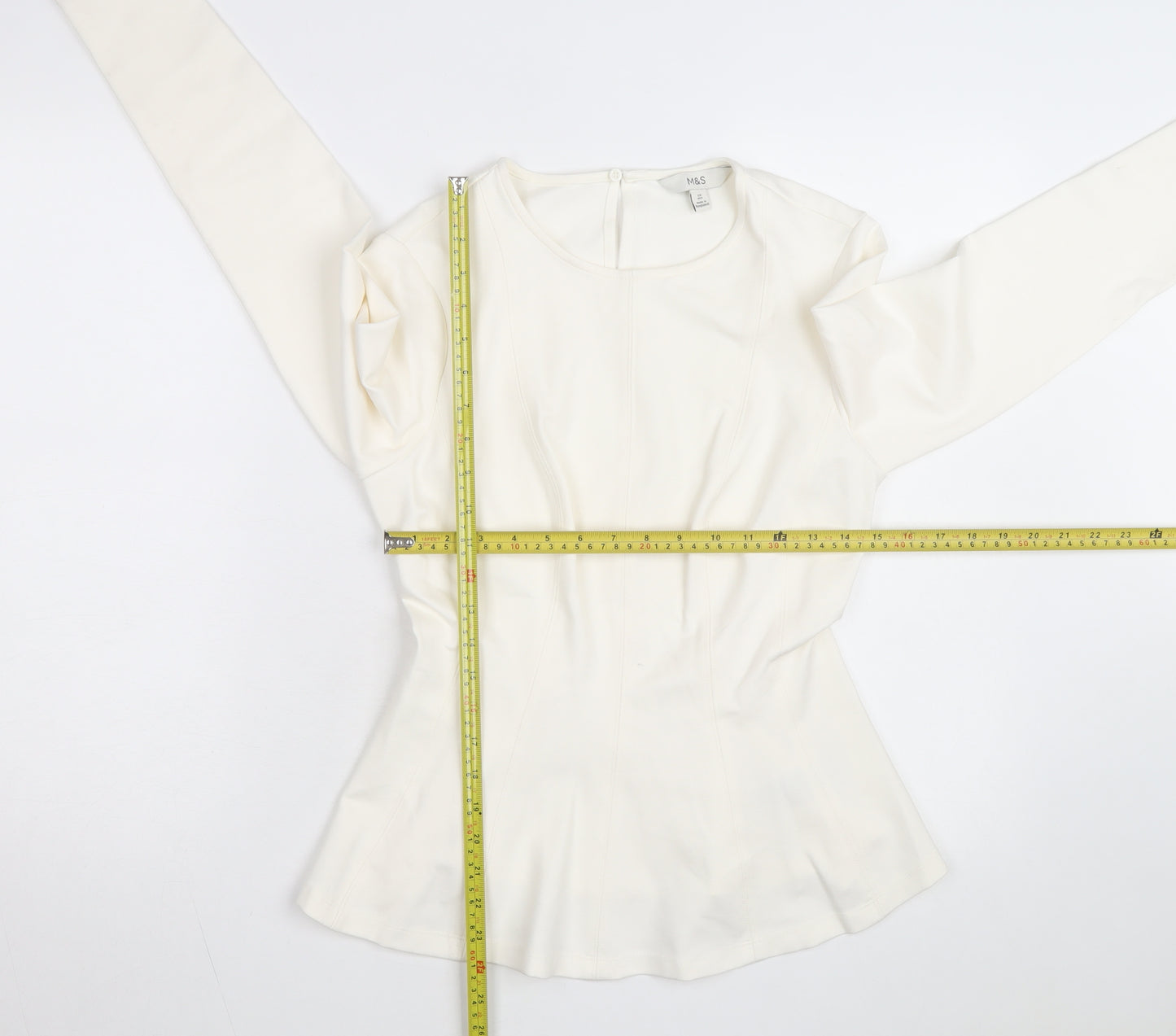 Marks and Spencer Women Ivory Long Sleeve Jersey Top Size 10