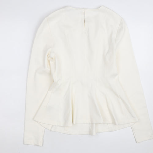 Marks and Spencer Women Ivory Long Sleeve Jersey Top Size 10