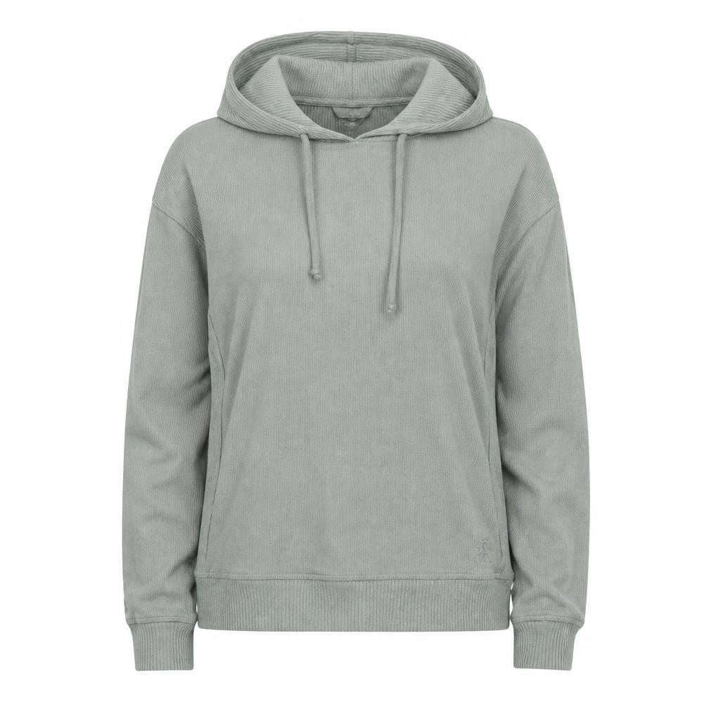 Front view of FatFace Women’s Grey Hooded Pullover Hoodie, size UK 10, Cotton Blend