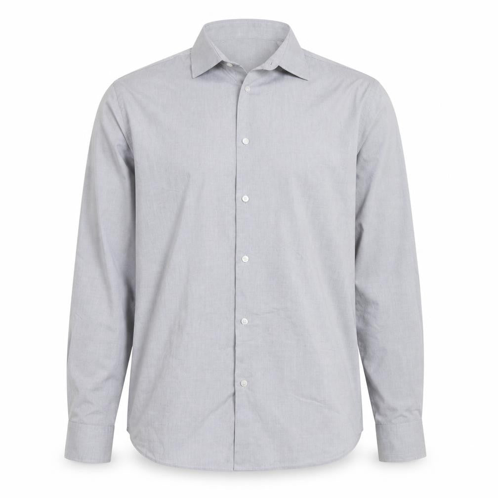Marks and Spencer Men's Grey Regular Fit Pure Cotton Long Sleeve Shirt M