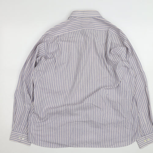 Greenwoods Men’s Blue Striped Long Sleeve Cotton Button-Up Shirt Size 16.5