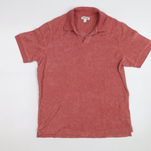 Jaeger Men's Red Cotton Terry Polo Shirt Size S
