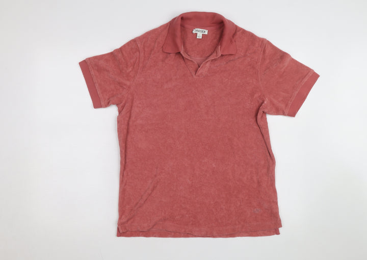 Jaeger Men's Red Cotton Terry Polo Shirt Size S
