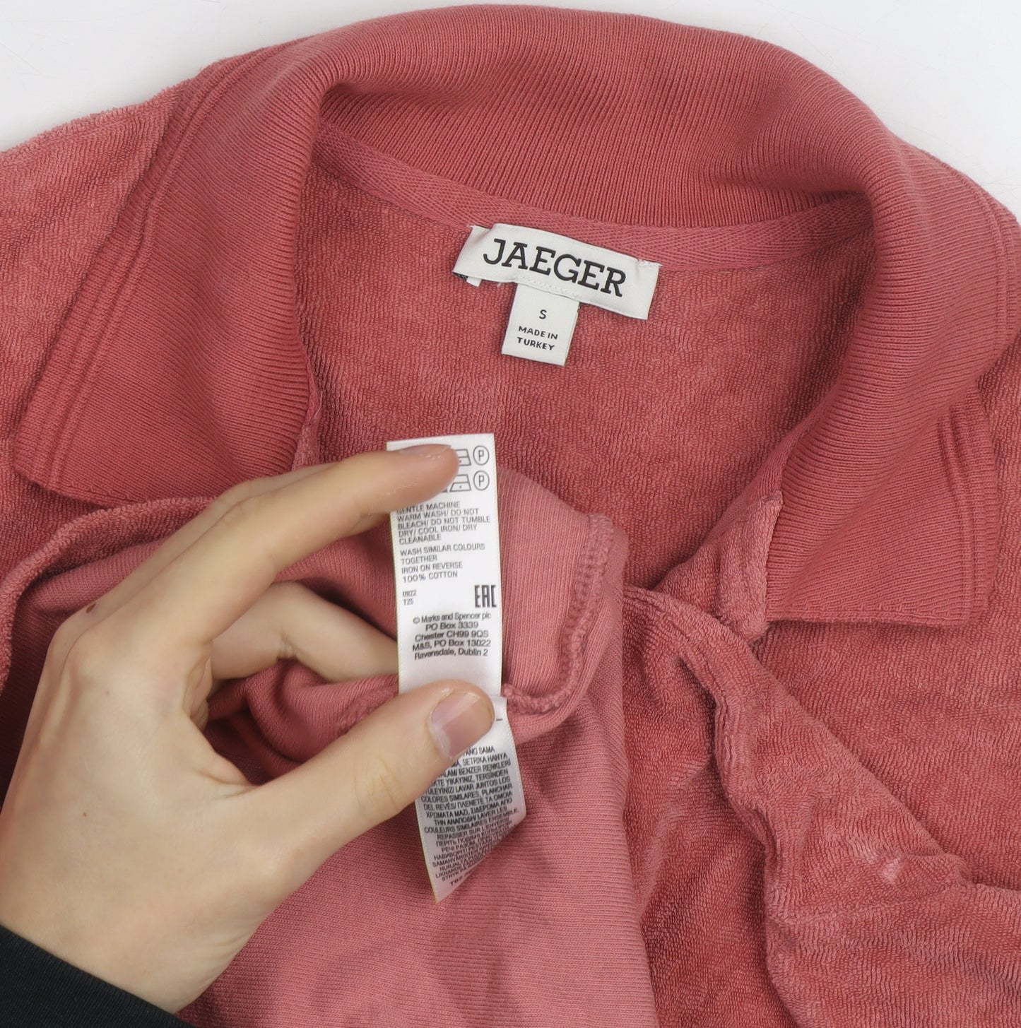 Jaeger Men's Red Cotton Terry Polo Shirt Size S