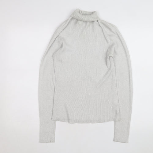 Denver Hayes Womens Silver Roll Neck Knit Jumper M