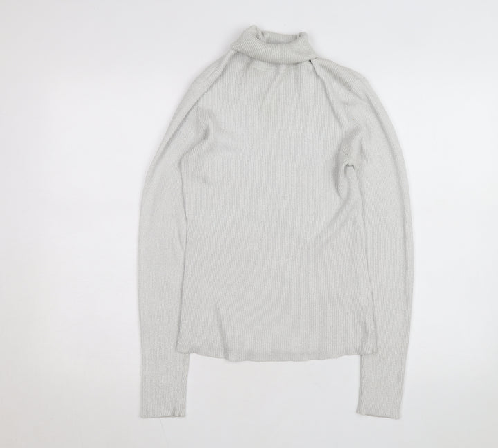 Denver Hayes Womens Silver Roll Neck Knit Jumper M