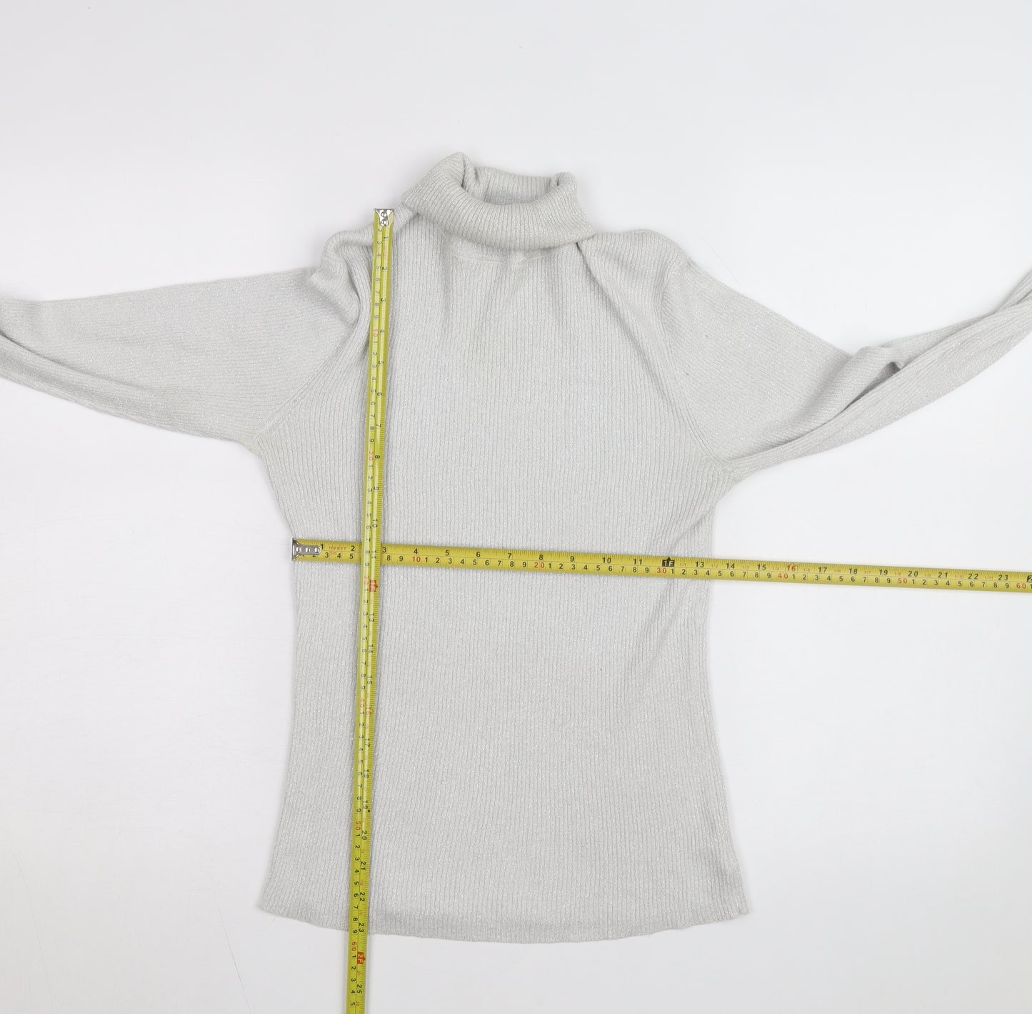 Denver Hayes Womens Silver Roll Neck Knit Jumper M