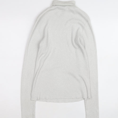 Denver Hayes Womens Silver Roll Neck Knit Jumper M