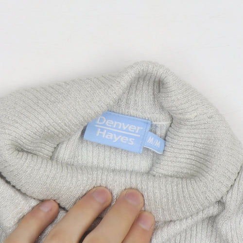 Denver Hayes Womens Silver Roll Neck Knit Jumper M