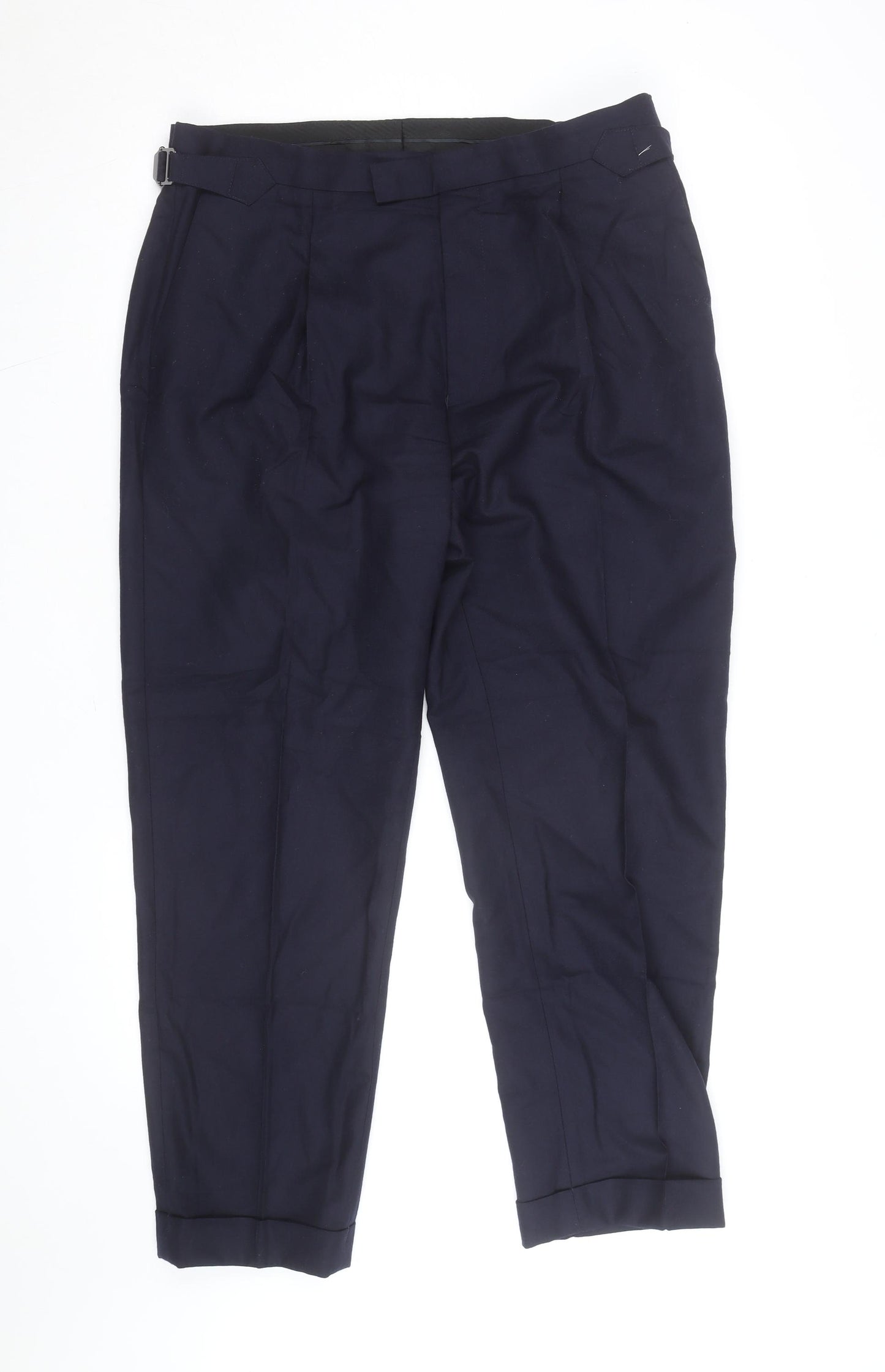 Autograph Women's Blue Wool Blend Tailored Tapered Trousers Size 12