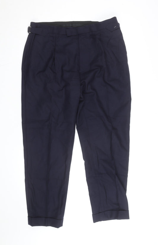 Autograph Women's Blue Wool Blend Tailored Tapered Trousers Size 12