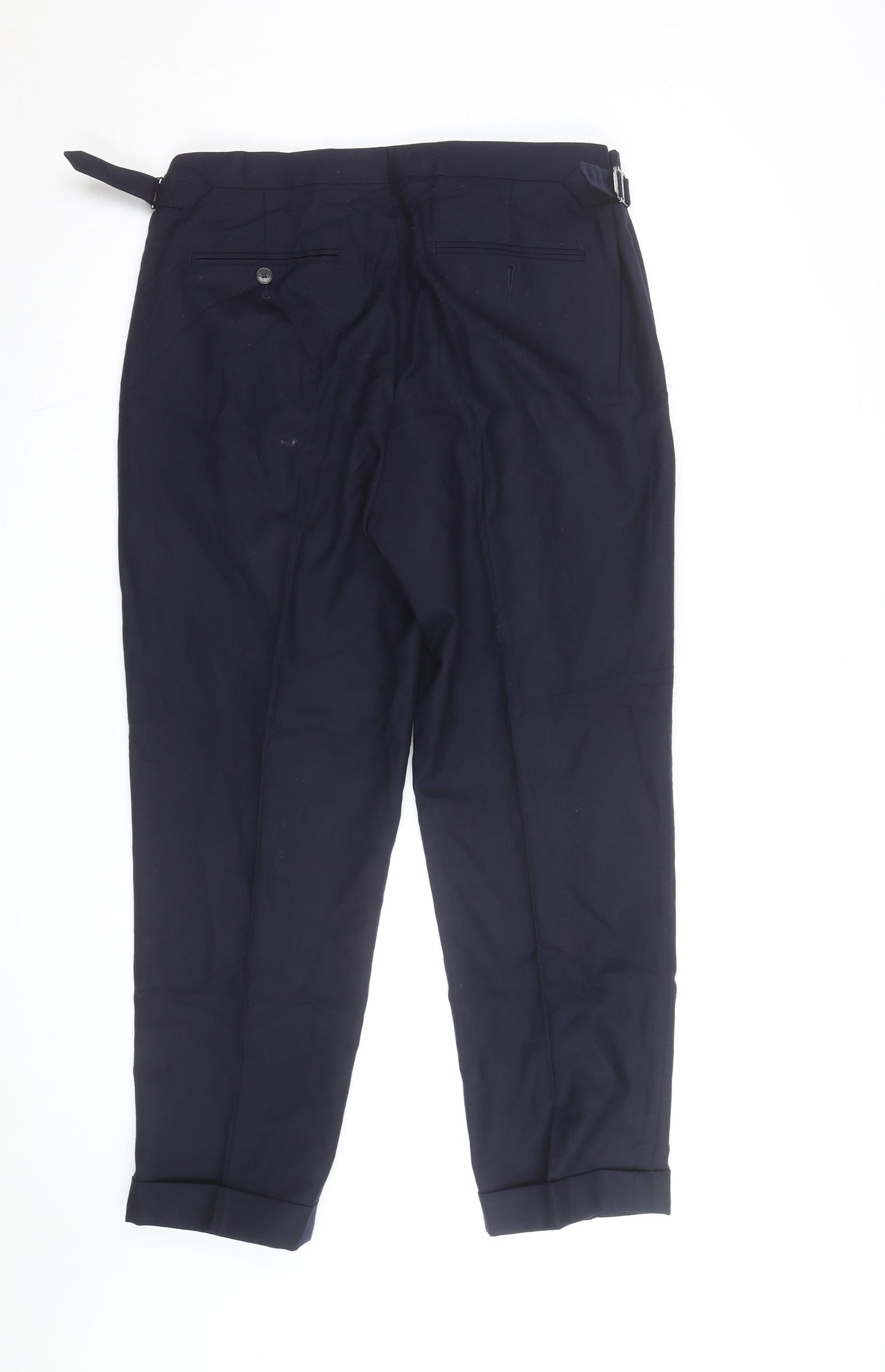 Autograph Women's Blue Wool Blend Tailored Tapered Trousers Size 12