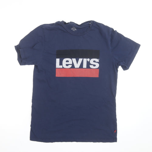 Levi's Men's Blue Graphic Logo Crew Neck Cotton T-Shirt Size S