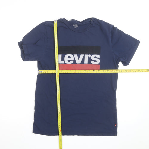 Levi's Men's Blue Graphic Logo Crew Neck Cotton T-Shirt Size S
