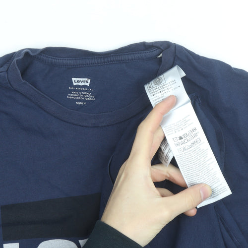 Levi's Men's Blue Graphic Logo Crew Neck Cotton T-Shirt Size S