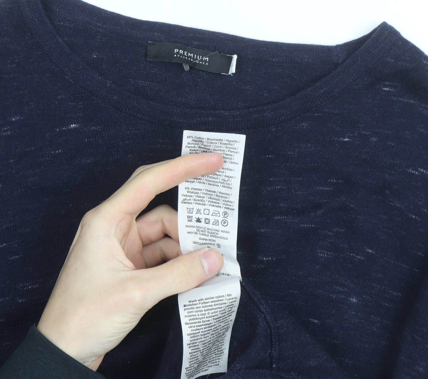 Jack & Jones Men's Blue XL Cotton Blend Crew Neck Pullover Jumper
