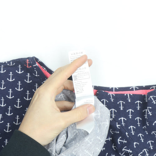 Joules Womens Blue Anchor Print Button-Up Cotton Top UK 16