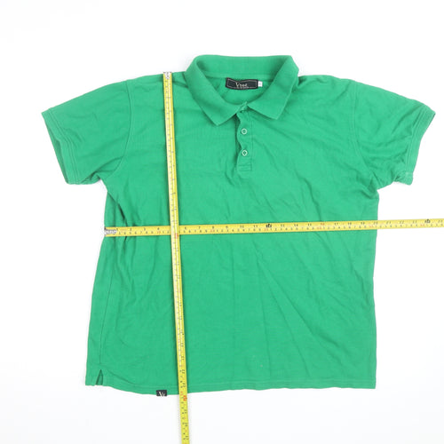 Vhoe Men Green Short Sleeve Classic Fit Cotton Polo Shirt L