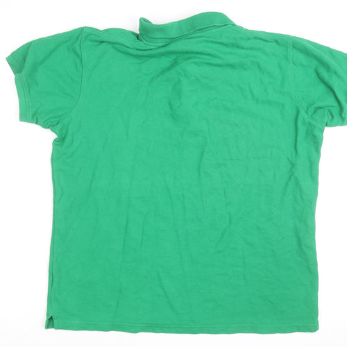 Vhoe Men Green Short Sleeve Classic Fit Cotton Polo Shirt L