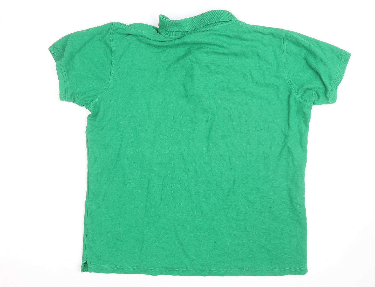 Vhoe Men Green Short Sleeve Classic Fit Cotton Polo Shirt L