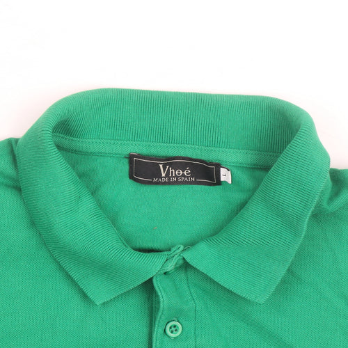 Vhoe Men Green Short Sleeve Classic Fit Cotton Polo Shirt L