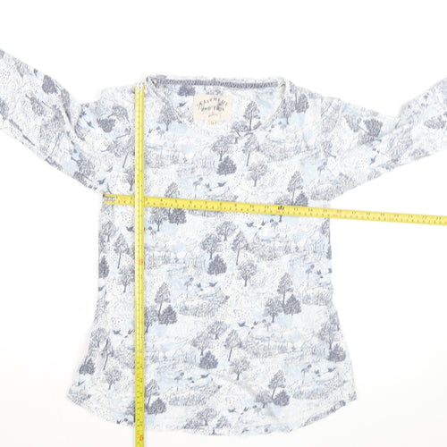 FatFace Women’s Blue Nature Print Long Sleeve Cotton T-Shirt Size 14