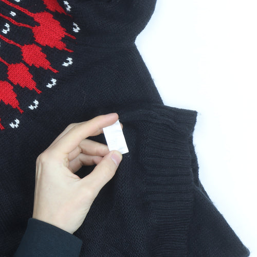 Bonmarche Women’s Black Red Fair Isle Long Sleeve Jumper Dress Size M