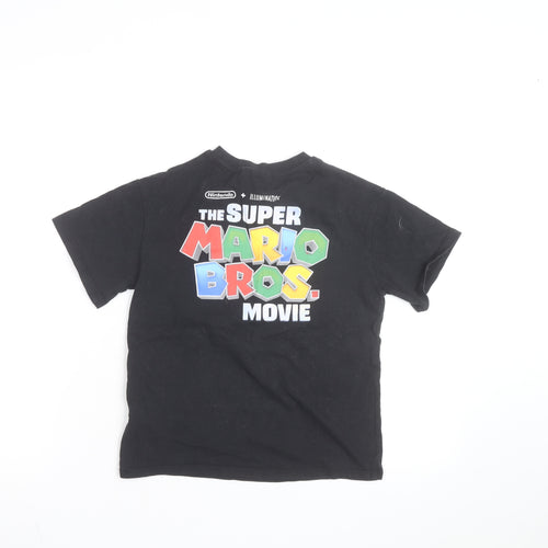 Next Girls Black Super Mario Princess Peach Graphic Cotton T-Shirt 6 Years