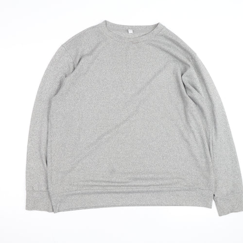 Uniqlo Men Grey L Long Sleeve Crew Neck Casual Top