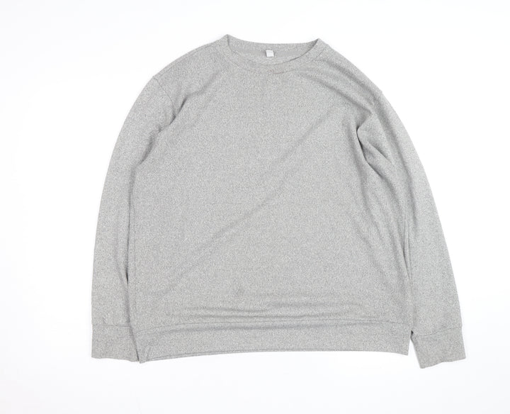 Uniqlo Men Grey L Long Sleeve Crew Neck Casual Top
