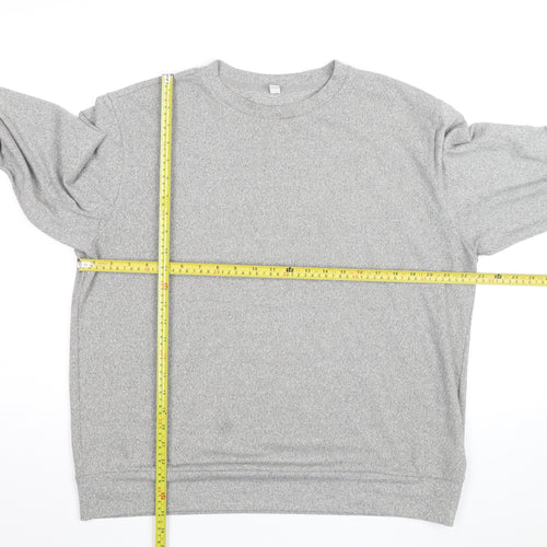 Uniqlo Men Grey L Long Sleeve Crew Neck Casual Top
