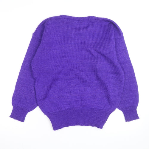 Glitz Women Purple 80s Geometric Pullover Jumper M