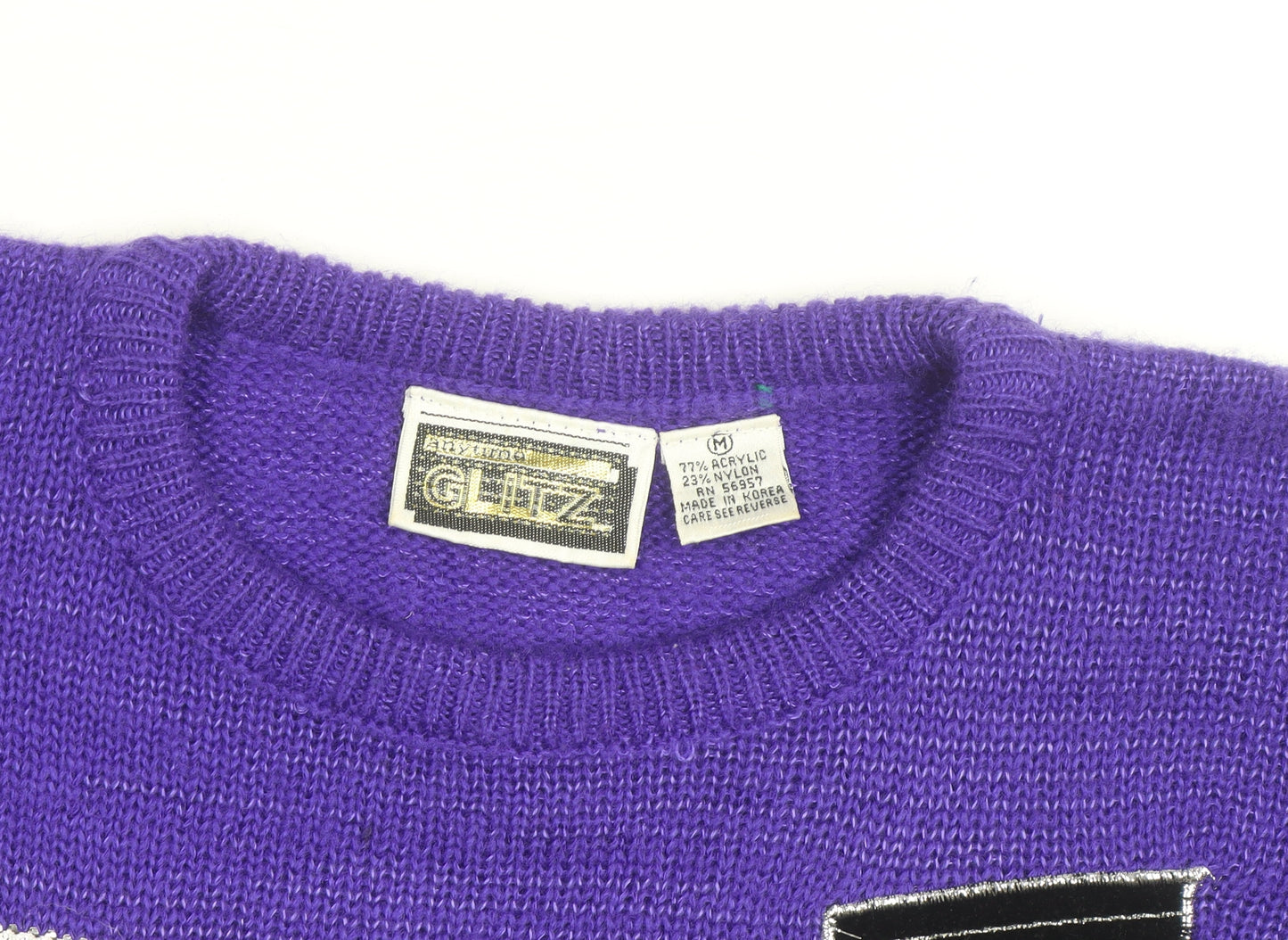 Glitz Women Purple 80s Geometric Pullover Jumper M
