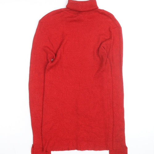 BY Design Women's Red Roll Neck Long Sleeve Pullover Jumper Size L