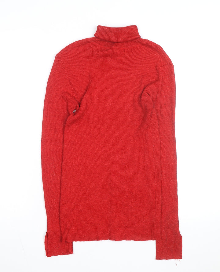 BY Design Women's Red Roll Neck Long Sleeve Pullover Jumper Size L