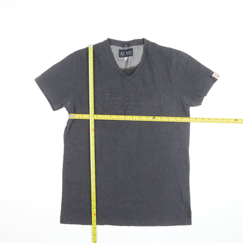 Armani Jeans Men's Grey Slim Fit V-Neck Short Sleeve T-Shirt M