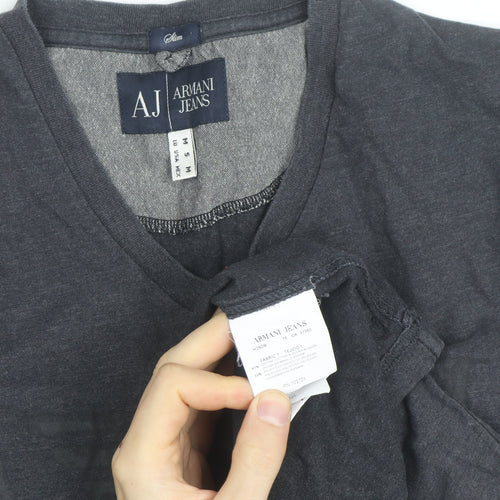 Armani Jeans Men's Grey Slim Fit V-Neck Short Sleeve T-Shirt M