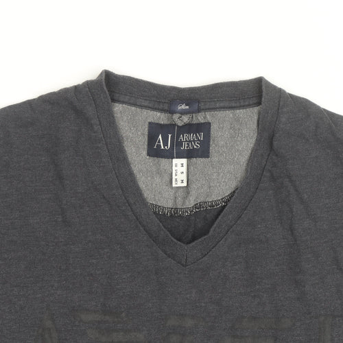 Armani Jeans Men's Grey Slim Fit V-Neck Short Sleeve T-Shirt M