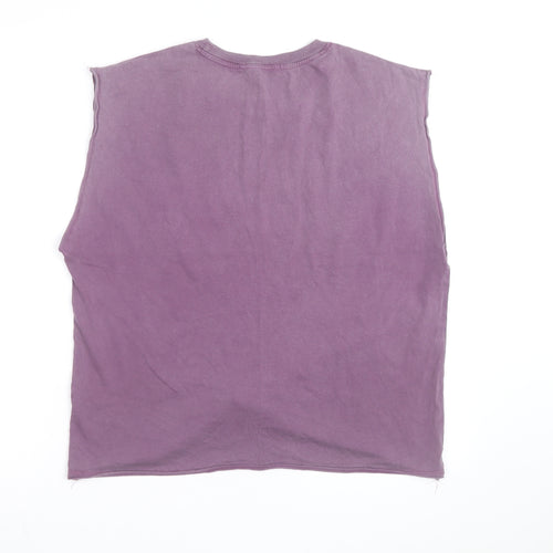 Pull & Bear Womens Purple Sleeveless Cotton T-Shirt Size 12