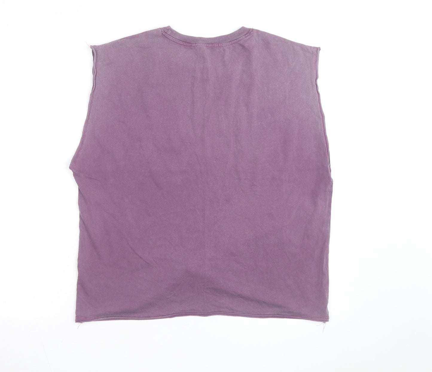 Pull & Bear Womens Purple Sleeveless Cotton T-Shirt Size 12