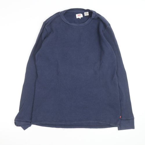 Levi's Men's Blue Waffle-Knit Cotton Jumper Size S