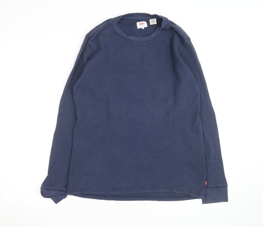 Levi's Men's Blue Waffle-Knit Cotton Jumper Size S