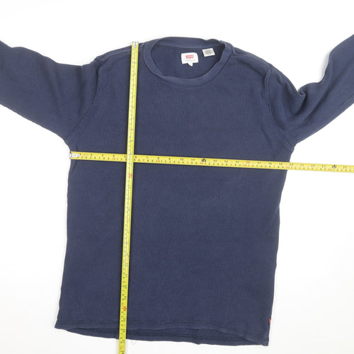 Levi's Men's Blue Waffle-Knit Cotton Jumper Size S