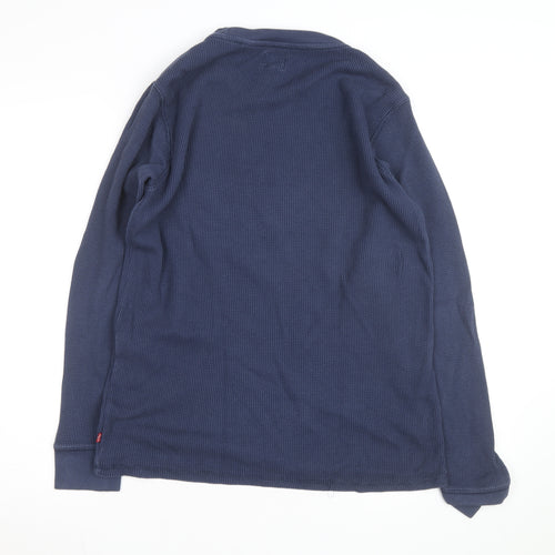 Levi's Men's Blue Waffle-Knit Cotton Jumper Size S